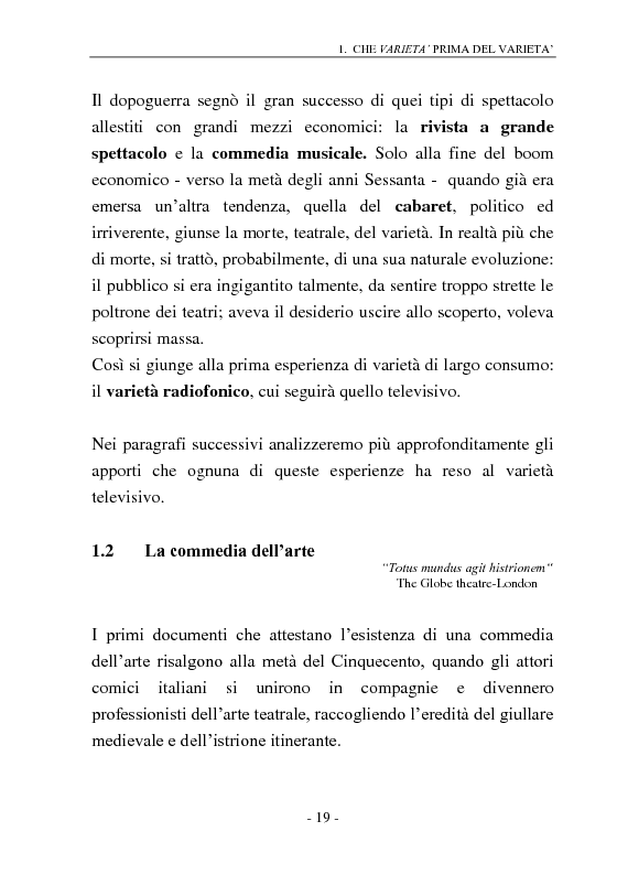Anteprima della tesi: Signore e Signori, ecco a voi il varietà. L'evoluzione di un genere: dai primi varietà al one man show., Pagina 11