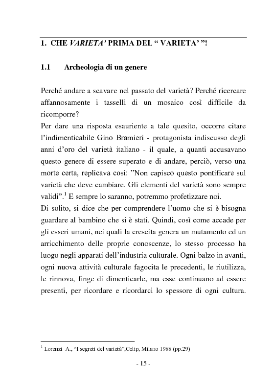 Anteprima della tesi: Signore e Signori, ecco a voi il varietà. L'evoluzione di un genere: dai primi varietà al one man show., Pagina 7