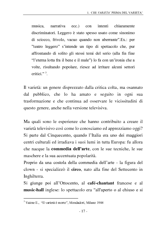 Anteprima della tesi: Signore e Signori, ecco a voi il varietà. L'evoluzione di un genere: dai primi varietà al one man show., Pagina 9