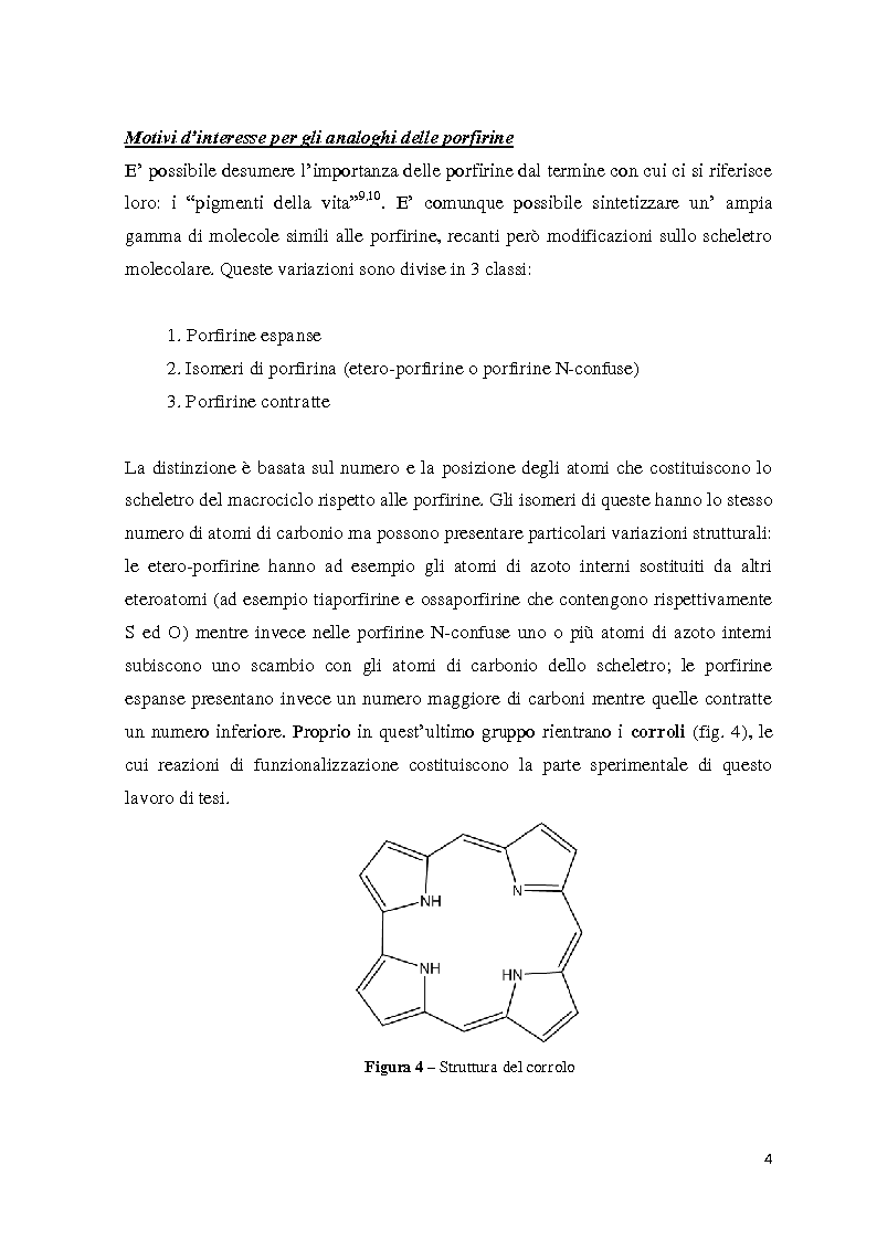 Anteprima della tesi: Reattività di beta-alchil e meso-triaril corroli, Pagina 4