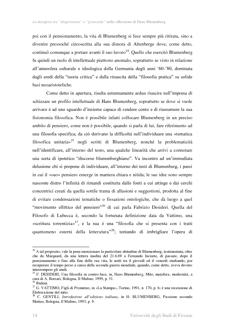Anteprima della tesi: La metafora tra ''digressione'' e ''pensosità'' nella riflessione di Hans Blumenberg, Pagina 10
