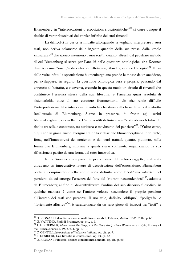 Anteprima della tesi: La metafora tra ''digressione'' e ''pensosità'' nella riflessione di Hans Blumenberg, Pagina 11