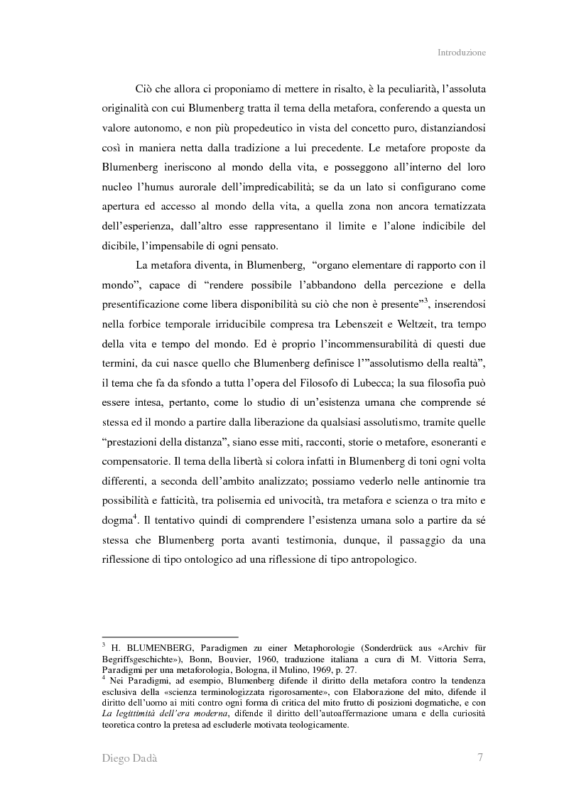 Anteprima della tesi: La metafora tra ''digressione'' e ''pensosità'' nella riflessione di Hans Blumenberg, Pagina 3