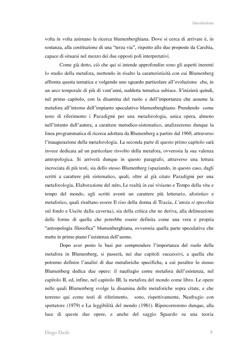 Anteprima della tesi: La metafora tra ''digressione'' e ''pensosità'' nella riflessione di Hans Blumenberg, Pagina 5