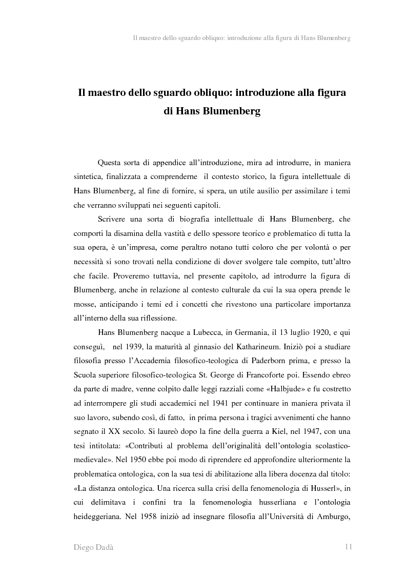 Anteprima della tesi: La metafora tra ''digressione'' e ''pensosità'' nella riflessione di Hans Blumenberg, Pagina 7