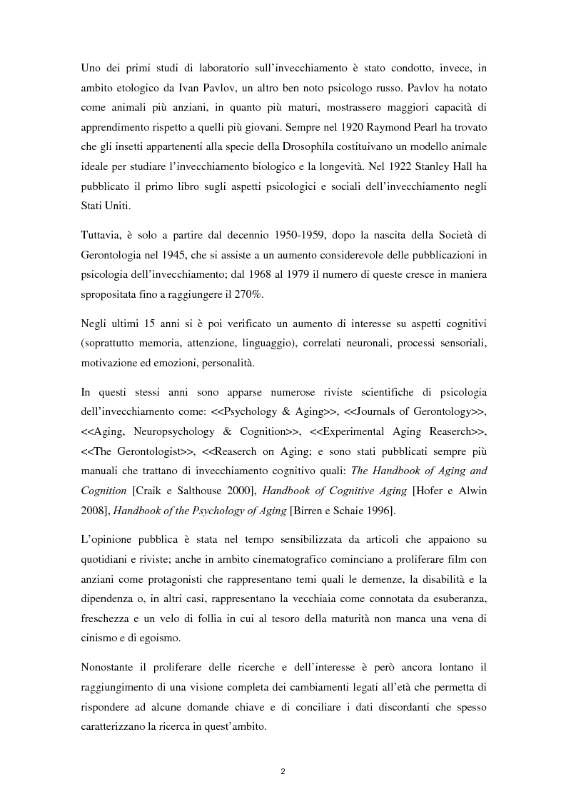 Anteprima della tesi: L’invecchiamento e il ruolo delle emozioni inconsapevoli in un compito di memoria di lavoro, Pagina 3