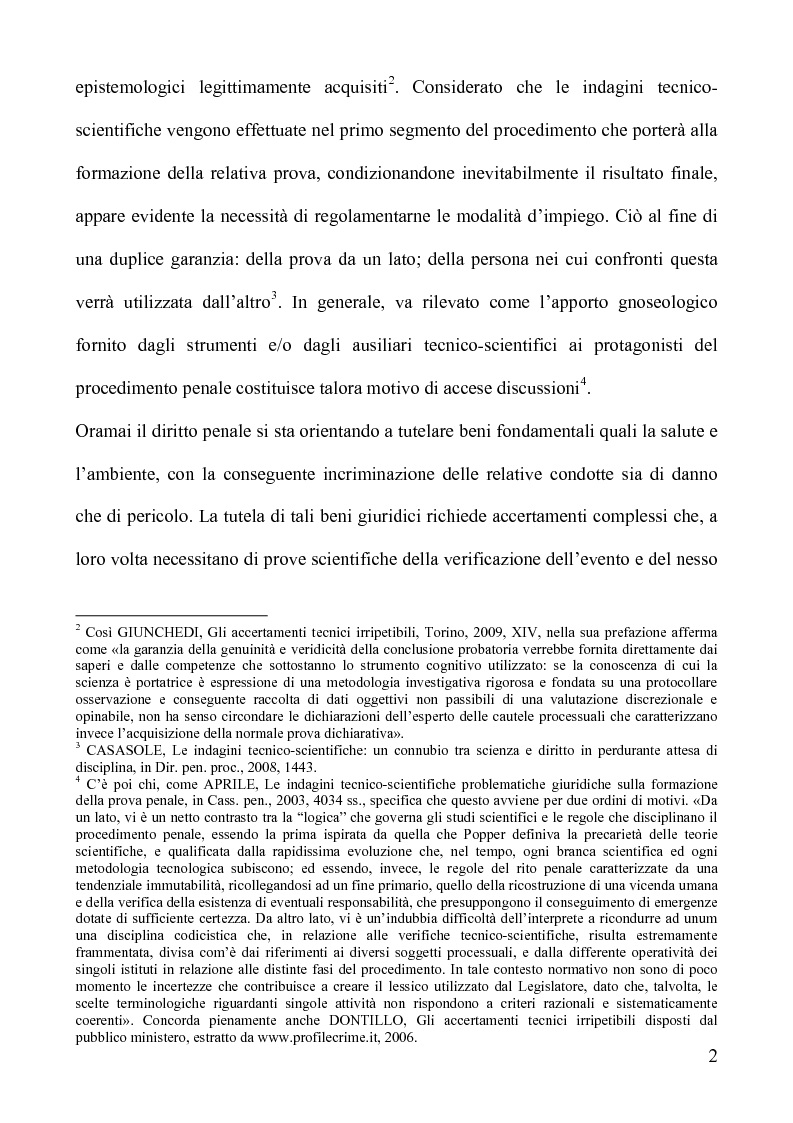 Anteprima della tesi: Gli accertamenti tecnici irripetibili nel processo penale, Pagina 2