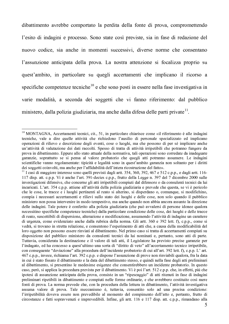 Anteprima della tesi: Gli accertamenti tecnici irripetibili nel processo penale, Pagina 5