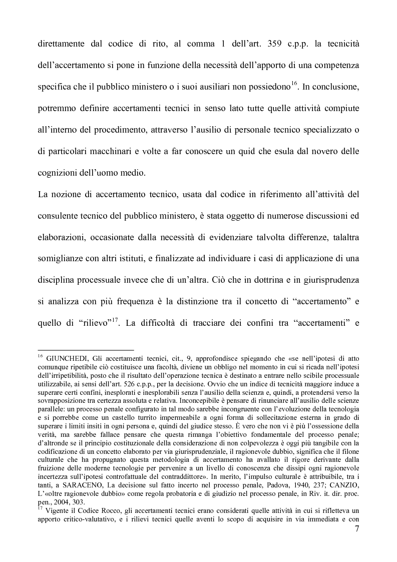 Anteprima della tesi: Gli accertamenti tecnici irripetibili nel processo penale, Pagina 7