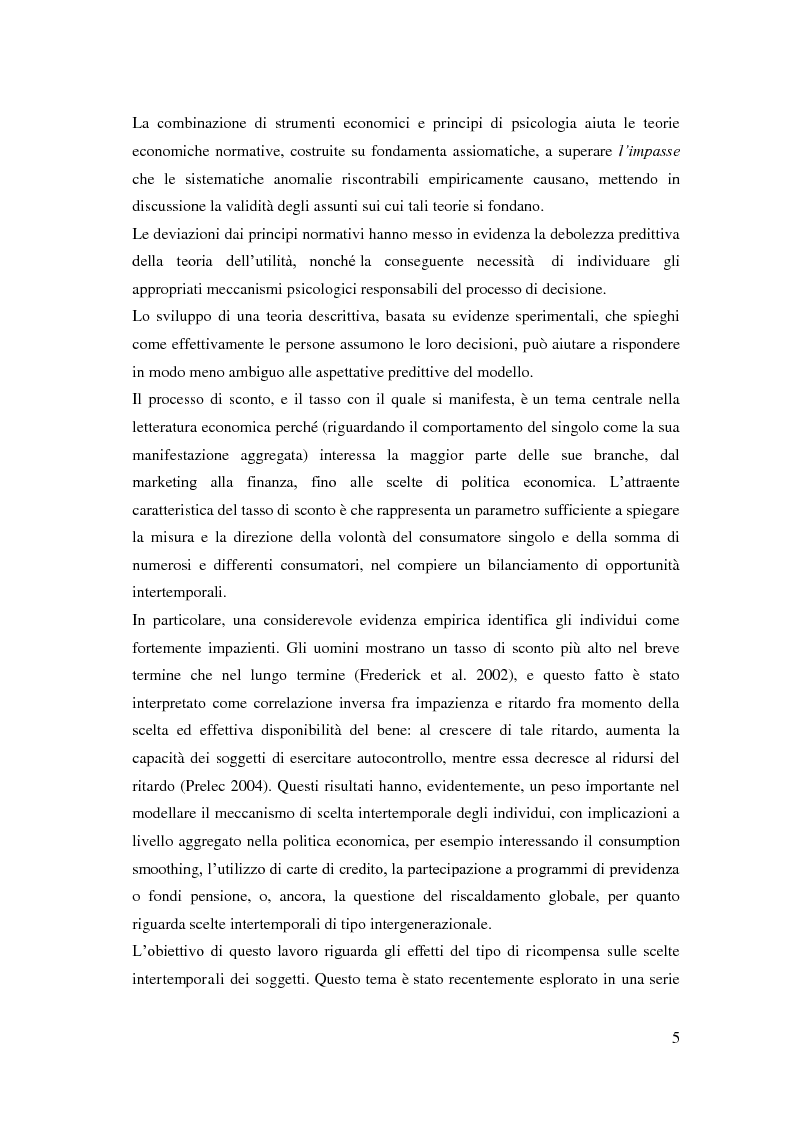 Anteprima della tesi: Processi cognitivi nelle decisioni di consumo intertemporale: evidenze sperimentali e implicazioni per la teoria del marketing, Pagina 2
