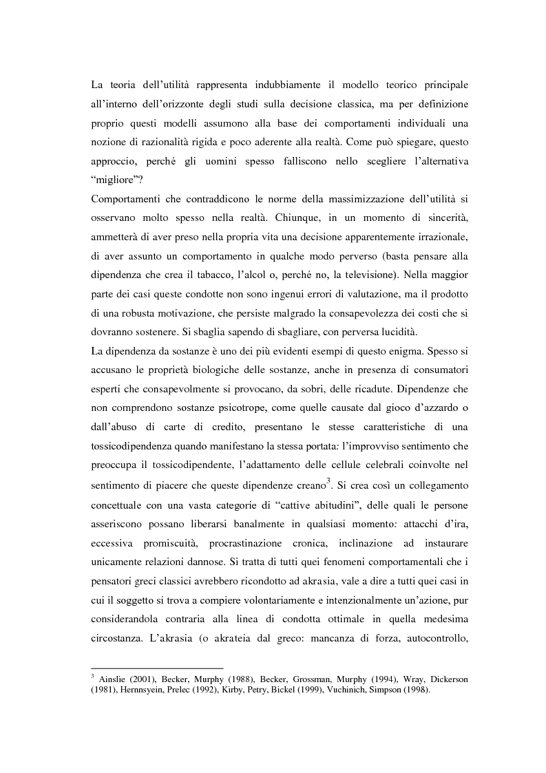 Anteprima della tesi: Processi cognitivi nelle decisioni di consumo intertemporale: evidenze sperimentali e implicazioni per la teoria del marketing, Pagina 9
