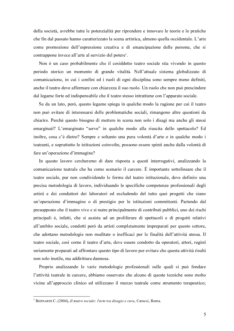 Anteprima della tesi: ''Le voci di dentro''. Percorsi e metodologie del teatro in carcere in Emilia Romagna, Pagina 2