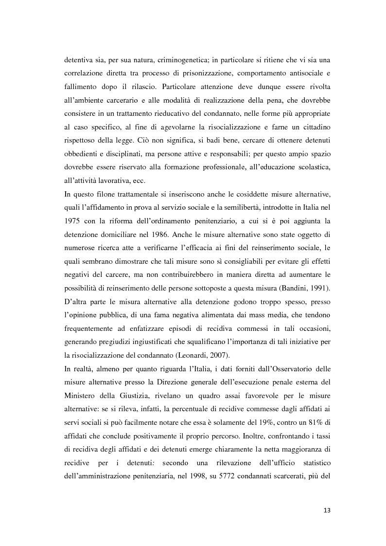 Anteprima della tesi: Tra carcere e territorio: la sperimentazione dell'agente di rete per il reinserimento sociale dei detenuti. L'esperienza della casa circondariale di Bergamo., Pagina 12