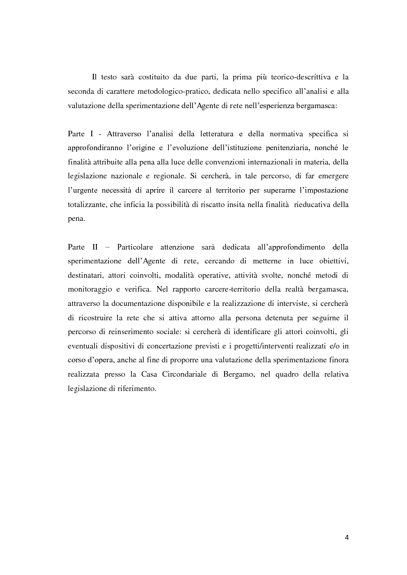 Anteprima della tesi: Tra carcere e territorio: la sperimentazione dell'agente di rete per il reinserimento sociale dei detenuti. L'esperienza della casa circondariale di Bergamo., Pagina 3