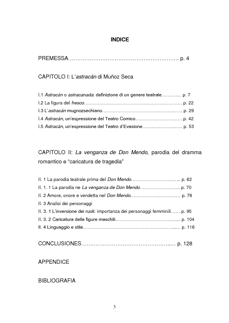 Indice della tesi: L'astracan di Munoz Seca: La venganza de Don Mendo, Pagina 1