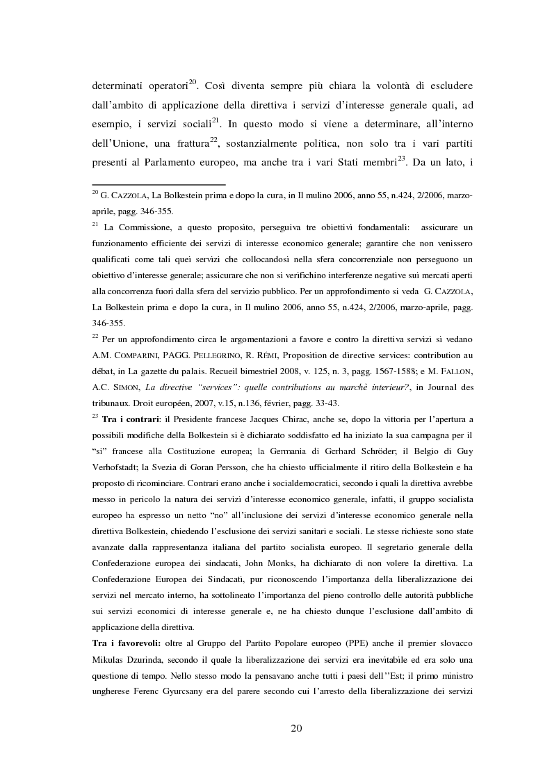 Anteprima della tesi: La politica europea di liberalizzazione dei servizi economici e la direttiva detta ''Bolkestein'', Pagina 7