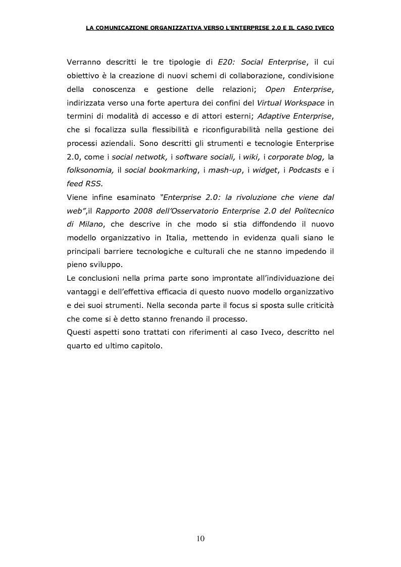 Anteprima della tesi: La comunicazione organizzativa verso l'Enterprise 2.0 e il caso Iveco, Pagina 3