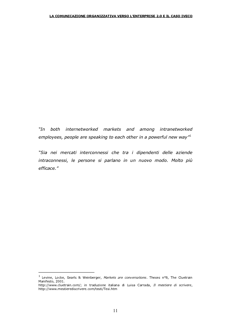 Anteprima della tesi: La comunicazione organizzativa verso l'Enterprise 2.0 e il caso Iveco, Pagina 4