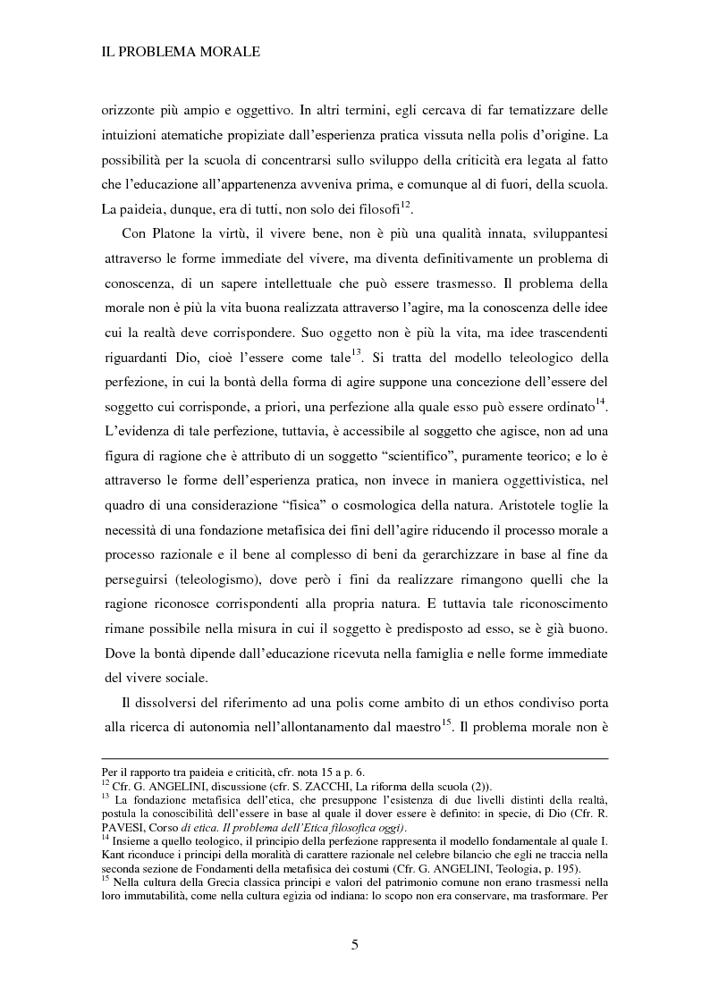 Anteprima della tesi: Legge morale ed obbligazione morale - L'approccio fenomenologico in Giuseppe Angelini, Pagina 5