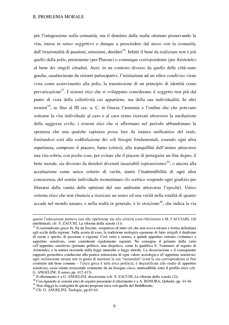 Anteprima della tesi: Legge morale ed obbligazione morale - L'approccio fenomenologico in Giuseppe Angelini, Pagina 6