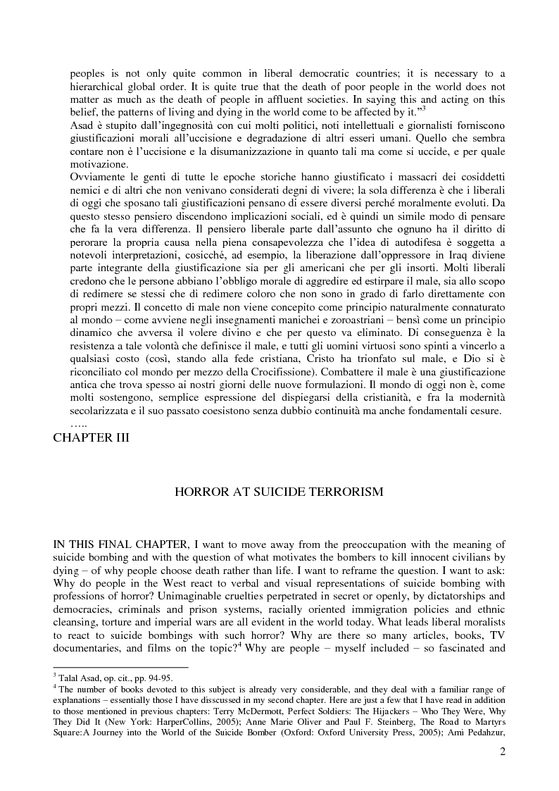 Anteprima della tesi: Traduzione e commento di ''Horror at Suicide Terrorism'' dal saggio di Talal Asad ''On Suicide Bombing'', Pagina 2