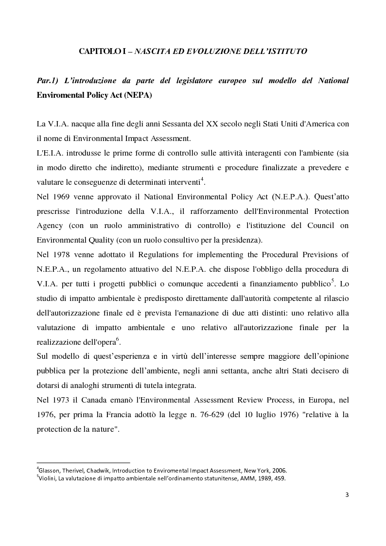 Anteprima della tesi: La Valutazione d'Impatto Ambientale dopo il d.lgs. 4/2008 - Un nuovo tentativo di armonizzare sviluppo economico e tutela ambientale, Pagina 3