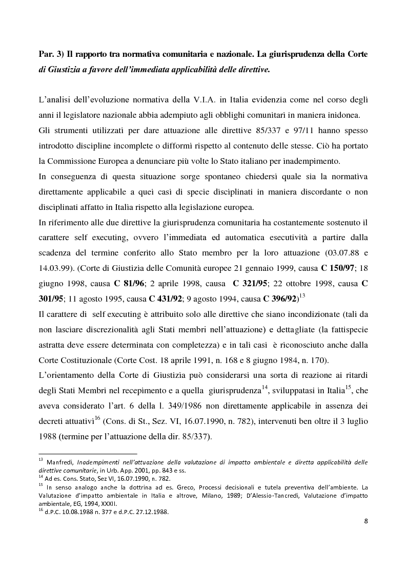Anteprima della tesi: La Valutazione d'Impatto Ambientale dopo il d.lgs. 4/2008 - Un nuovo tentativo di armonizzare sviluppo economico e tutela ambientale, Pagina 8