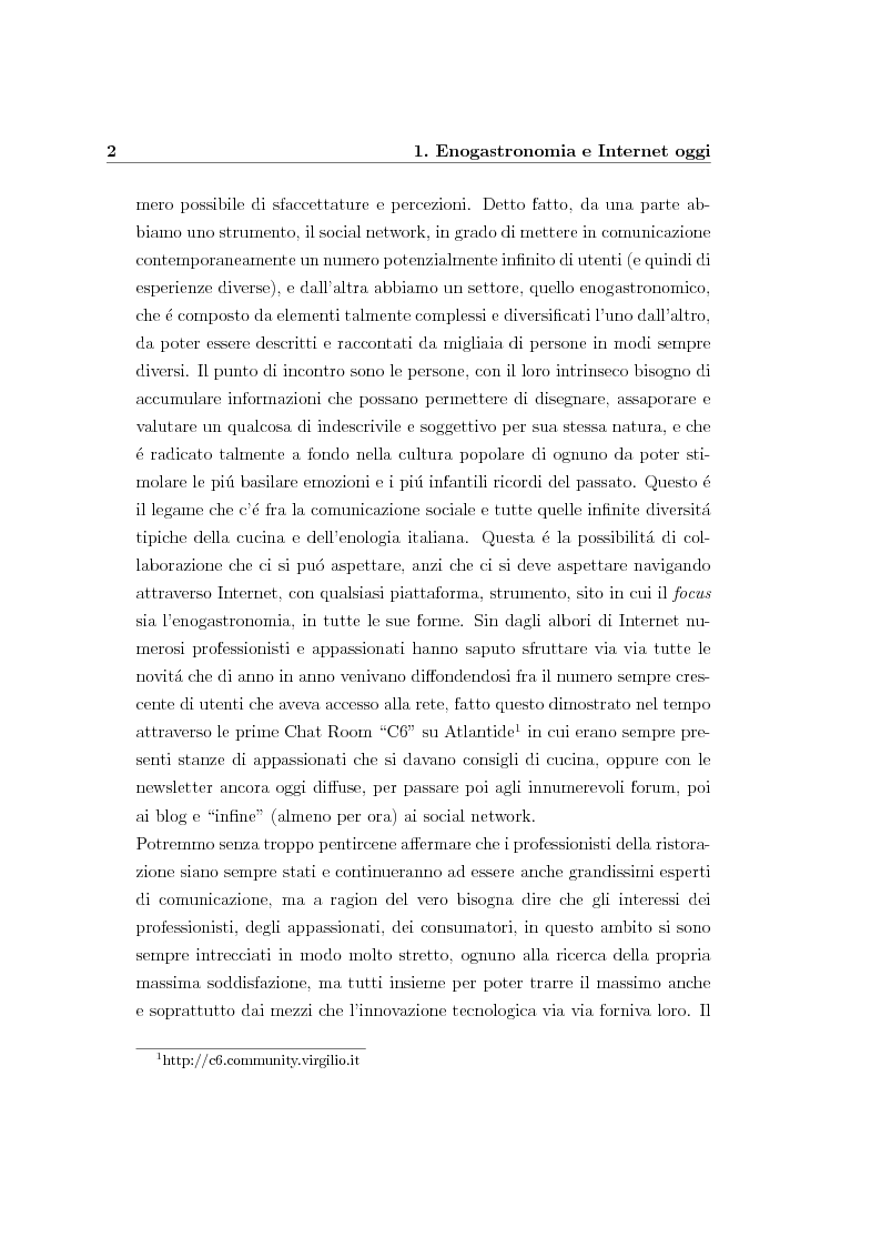 Anteprima della tesi: Applicazioni e sftruttamento dei social network nel settore enogastronomico italiano, Pagina 2