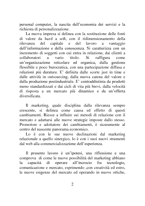 Anteprima della tesi: Il web marketing e la gestione della relazione in Internet. Il caso Mini., Pagina 2