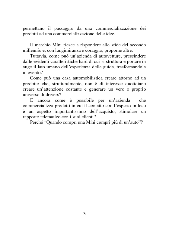 Anteprima della tesi: Il web marketing e la gestione della relazione in Internet. Il caso Mini., Pagina 3