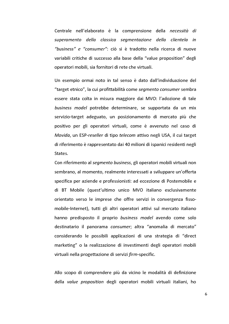 Anteprima della tesi: Mobile Virtual Network Operators. Criticità di posizionamento e marketing opportunities di settore in Italia., Pagina 4