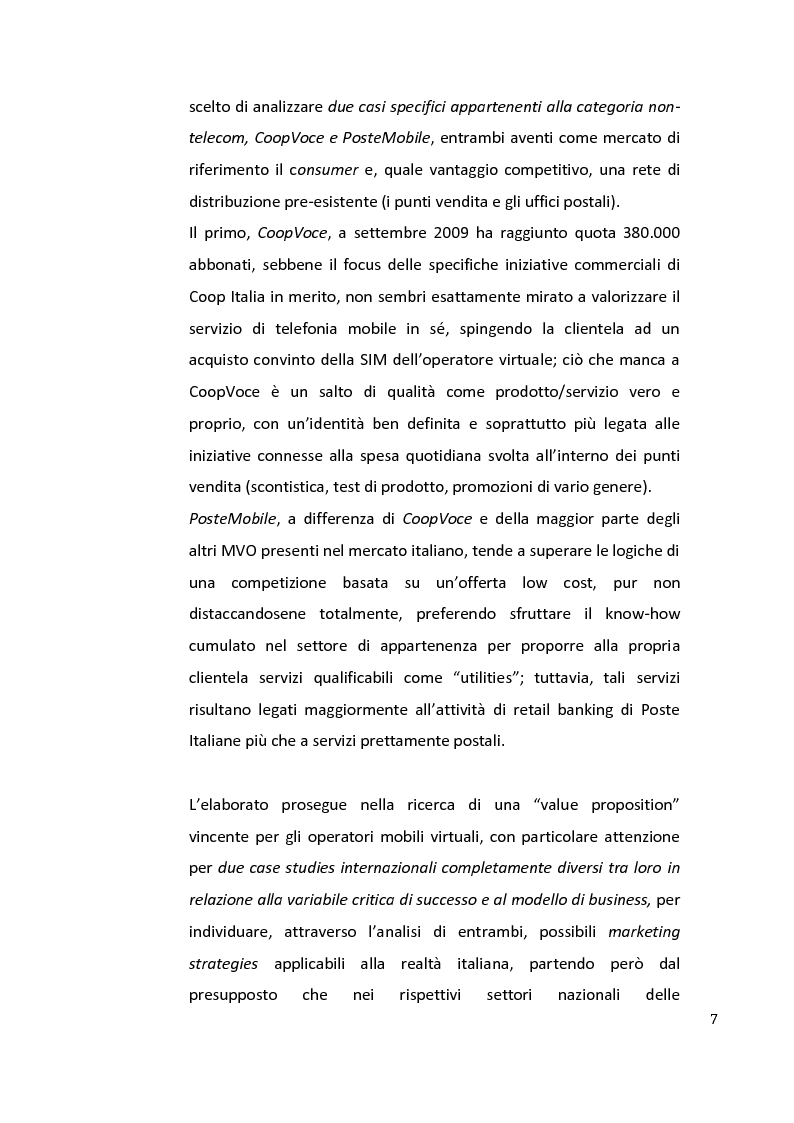 Anteprima della tesi: Mobile Virtual Network Operators. Criticità di posizionamento e marketing opportunities di settore in Italia., Pagina 5