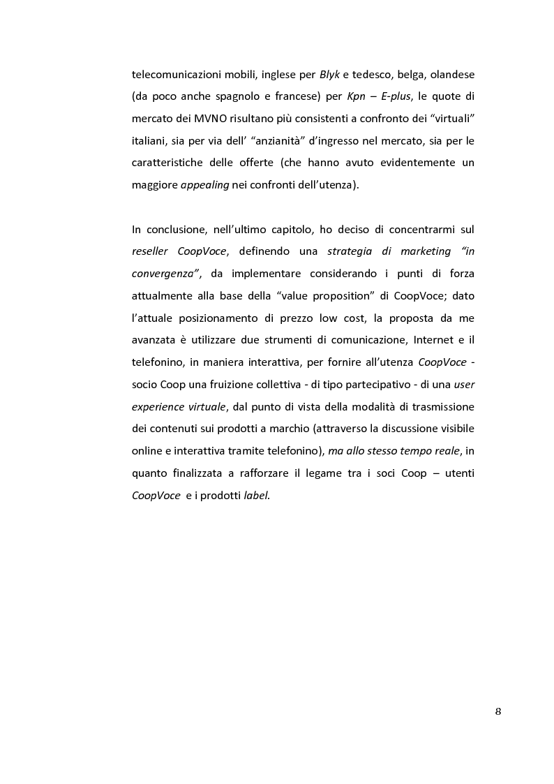 Anteprima della tesi: Mobile Virtual Network Operators. Criticità di posizionamento e marketing opportunities di settore in Italia., Pagina 6