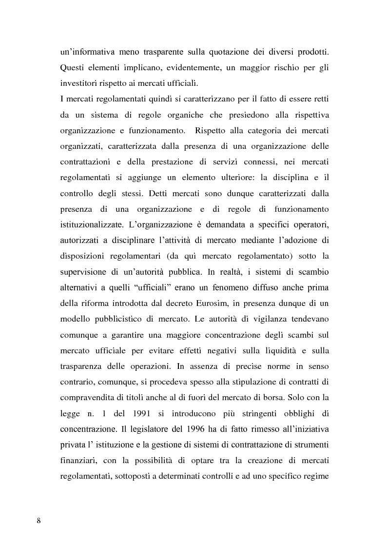Anteprima della tesi: I nuovi sistemi di negoziazione di strumenti finanziari introdotti dalla Direttiva MiFid, Pagina 4
