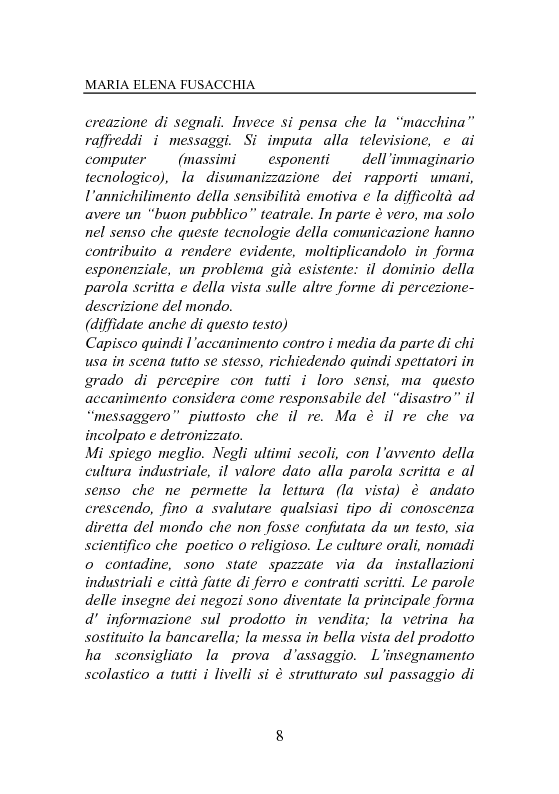 Anteprima della tesi: Lo spazio scenico tra realtà e virtuale - Visioni e radiovisioni: il teatro di Muta Imago e Roberto Latini, Pagina 2