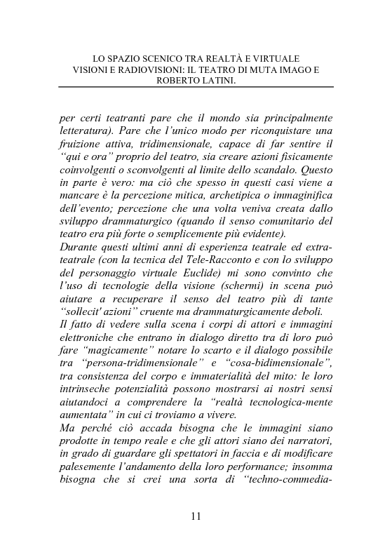 Anteprima della tesi: Lo spazio scenico tra realtà e virtuale - Visioni e radiovisioni: il teatro di Muta Imago e Roberto Latini, Pagina 5