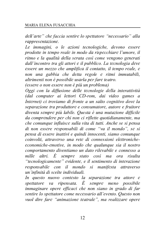 Anteprima della tesi: Lo spazio scenico tra realtà e virtuale - Visioni e radiovisioni: il teatro di Muta Imago e Roberto Latini, Pagina 6