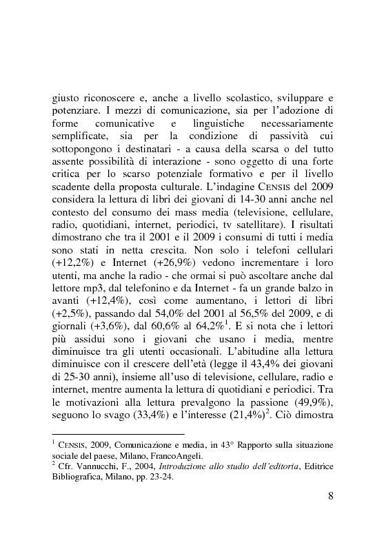 Anteprima della tesi: La promozione della lettura nelle scuole. Il caso di ''Ottobre Piovono Libri''., Pagina 3