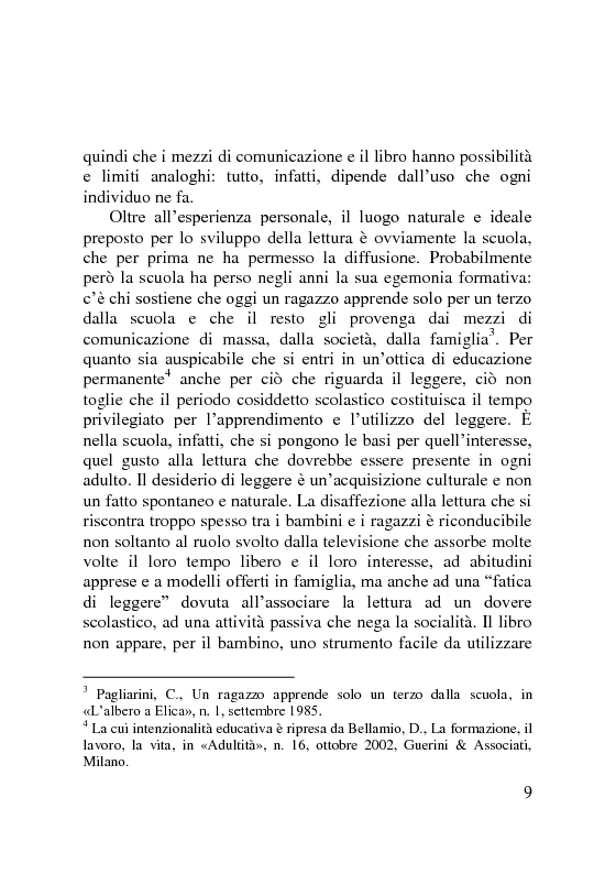Anteprima della tesi: La promozione della lettura nelle scuole. Il caso di ''Ottobre Piovono Libri''., Pagina 4