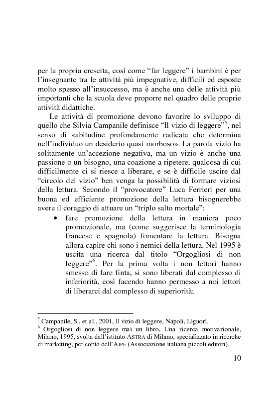 Anteprima della tesi: La promozione della lettura nelle scuole. Il caso di ''Ottobre Piovono Libri''., Pagina 5