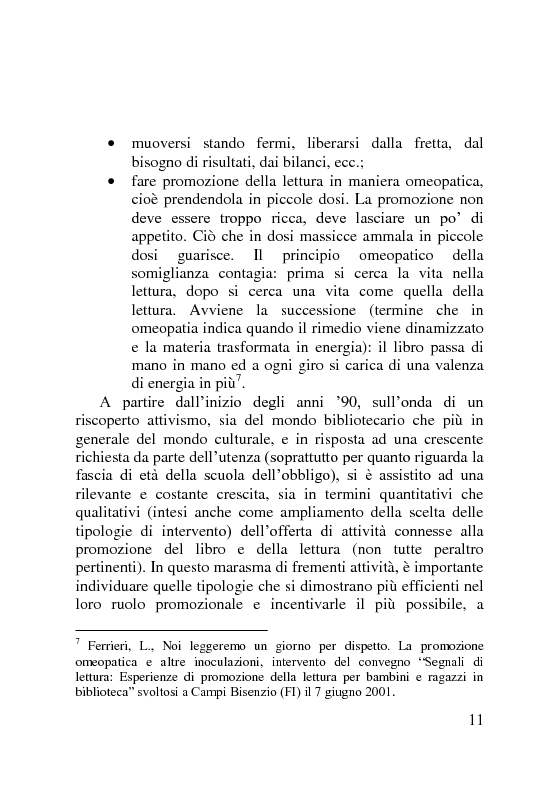 Anteprima della tesi: La promozione della lettura nelle scuole. Il caso di ''Ottobre Piovono Libri''., Pagina 6