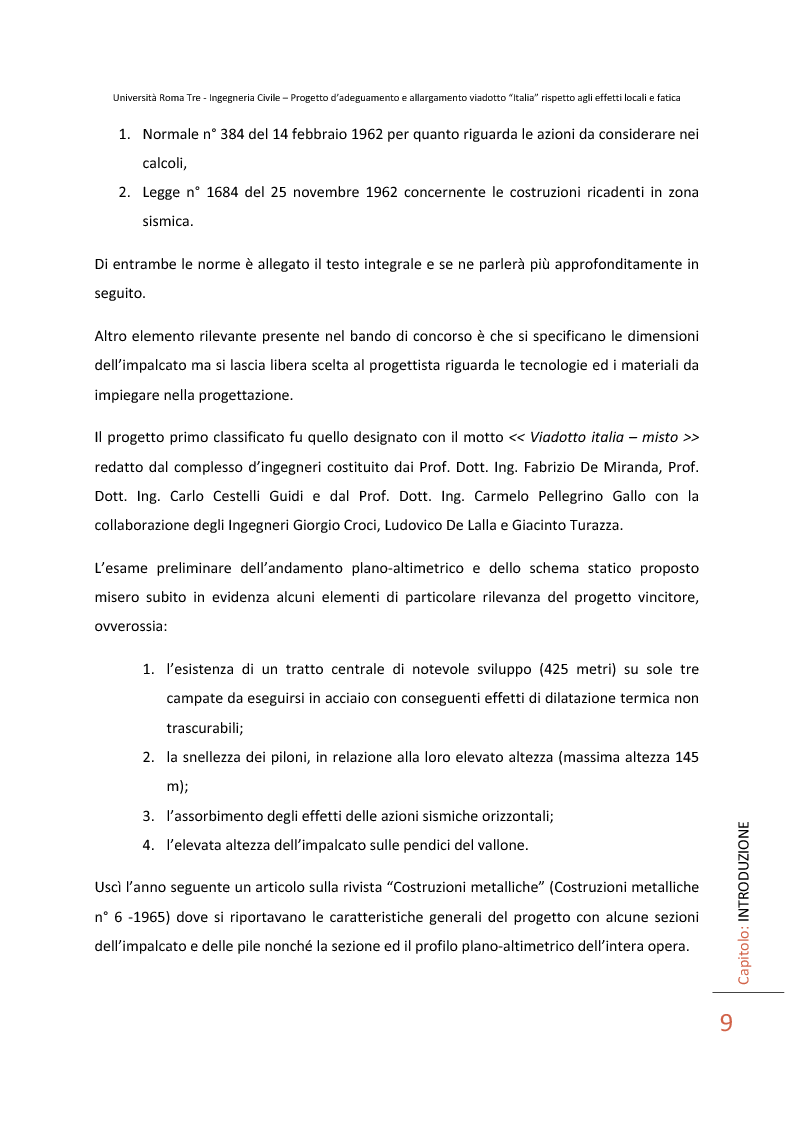 Anteprima della tesi: Progetto d'adeguamento e allargamento viadotto Italia rispetto agli effetti locali e fatica, Pagina 4