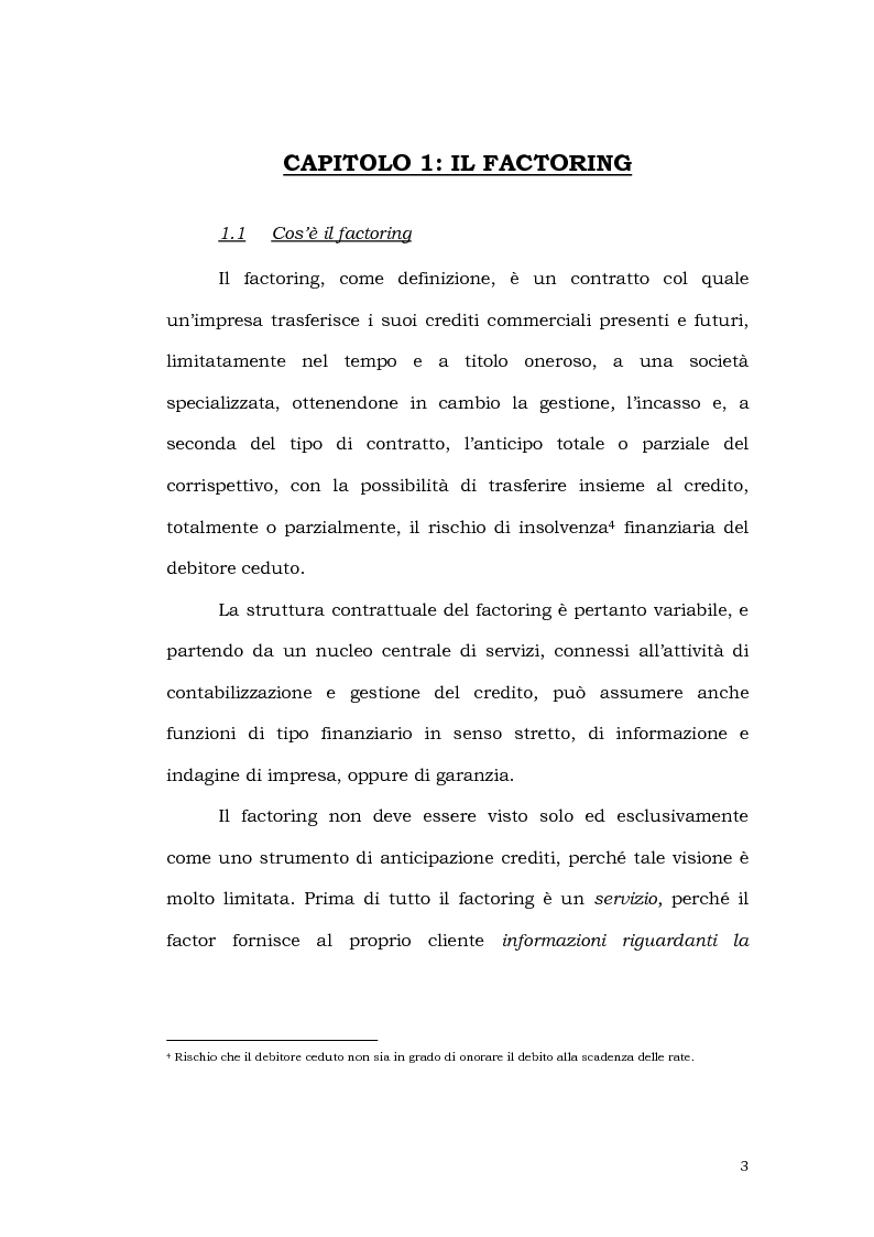 Anteprima della tesi: Il contratto di factoring alla luce del modello finanziario italiano, Pagina 3