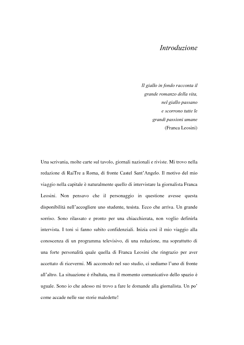 Anteprima della tesi: Intervista con il killer - La negoziazione dei fatti nel giornalismo giallo di Franca Leosini, Pagina 5