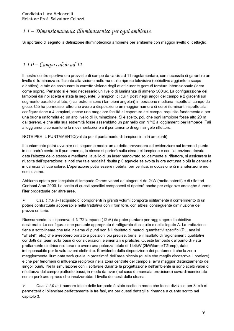 Anteprima della tesi: Design of the Electrical and Lighting systems of a sport centre: planning and management, Pagina 6