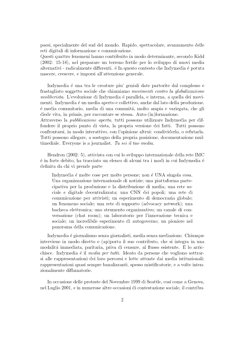 Anteprima della tesi: Indymedia Italia: quando gli hacker fanno politica, Pagina 2