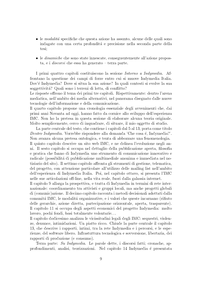 Anteprima della tesi: Indymedia Italia: quando gli hacker fanno politica, Pagina 9