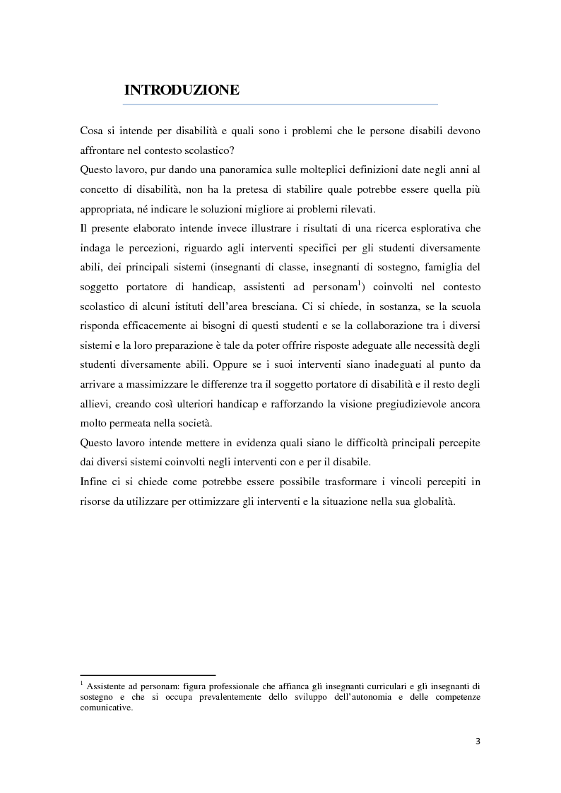 Anteprima della tesi: Scuola e diversabilità: i punti di vista dei sistemi coinvolti, Pagina 2