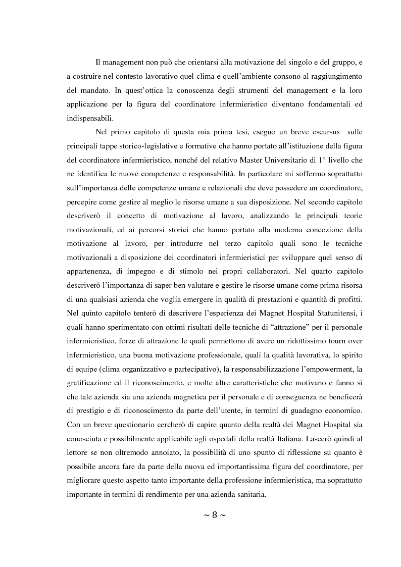 Anteprima della tesi: Importanza del ruolo del Coordinatore Infermieristico nella motivazione del personale: progetto per un Magnet Hospital, Pagina 4