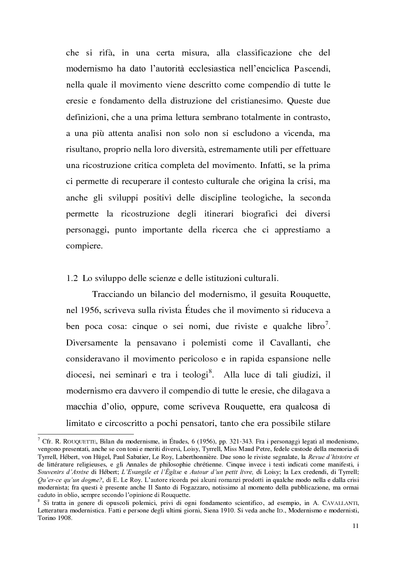 Anteprima della tesi: Marie-Dominique Chenu, tra modernismo e medievismo, Pagina 10